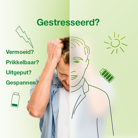 Man met hand in het haar, gestresseerd